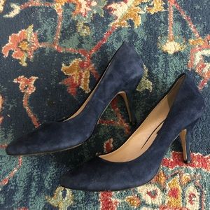 INC Navy Suede Heels GUC 7.5